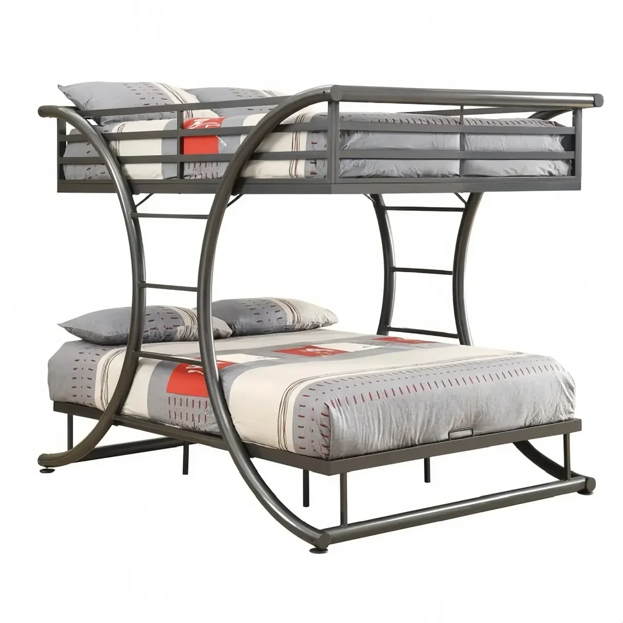 Letto in metallo con struttura in acciaio pesante, letto a castello per 2 persone, mobili per appartamento per adulti, dormitorio