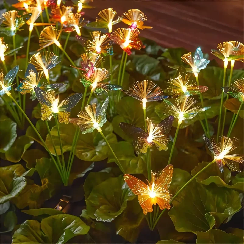 Garden Solar Butterfly Lights Outdoor 6LED Decor Light Waterproof Stake Lights For Yard Pathway Patio