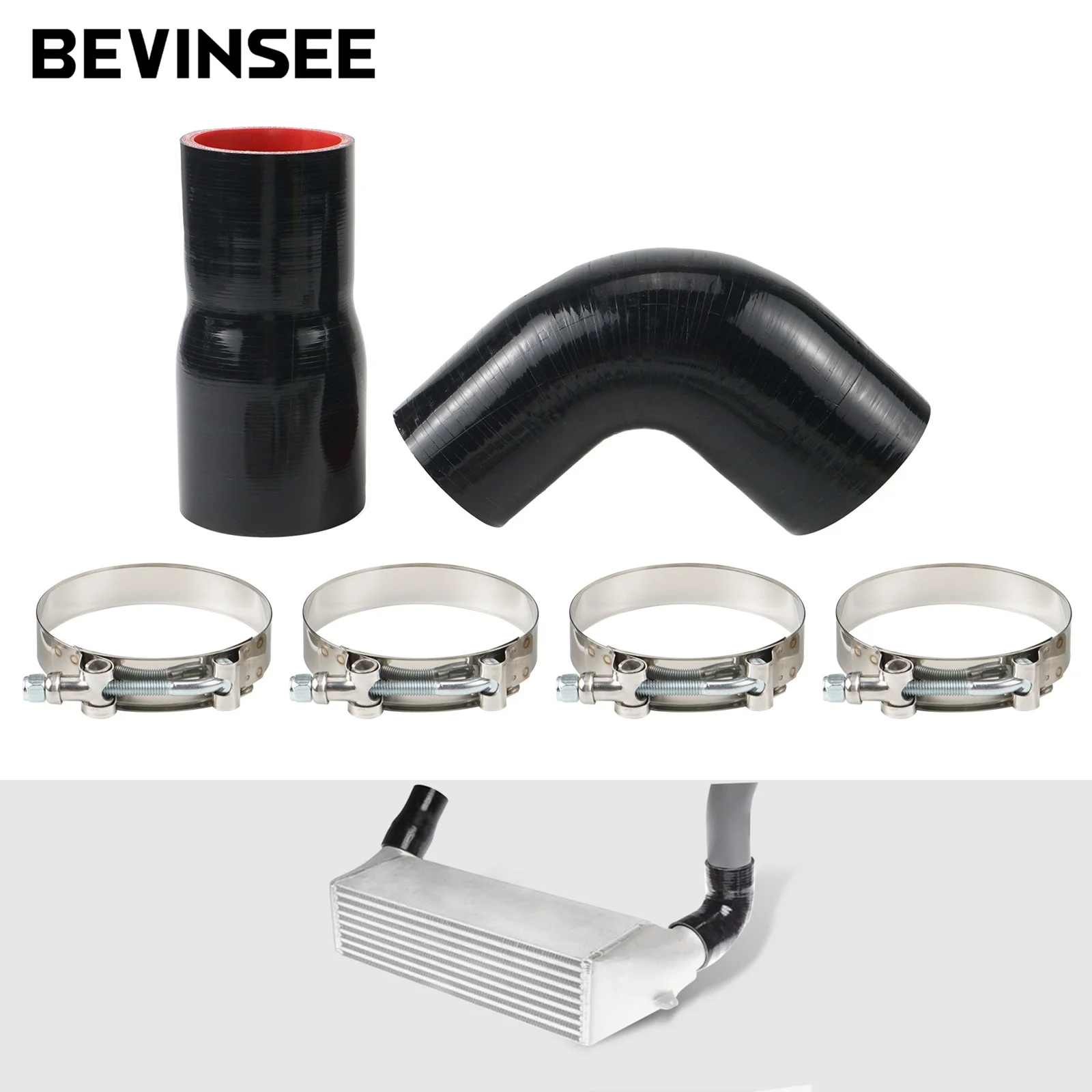 BEVINSEE Intercooler Silicone Hose Pipe Clamps For BMW E90 E91 E92 E93 335i 335xi 335is E82 E88 135i X1 E84 35i N54 N55