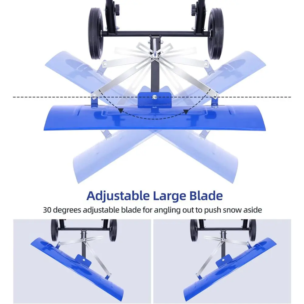 مجرفة الثلج للممر: معاول الثلج المعدنية ذات العجلات القابلة للتعديل لعام 2025 مع شفرة كبيرة مقاس 30 × 12 بوصة للثلج