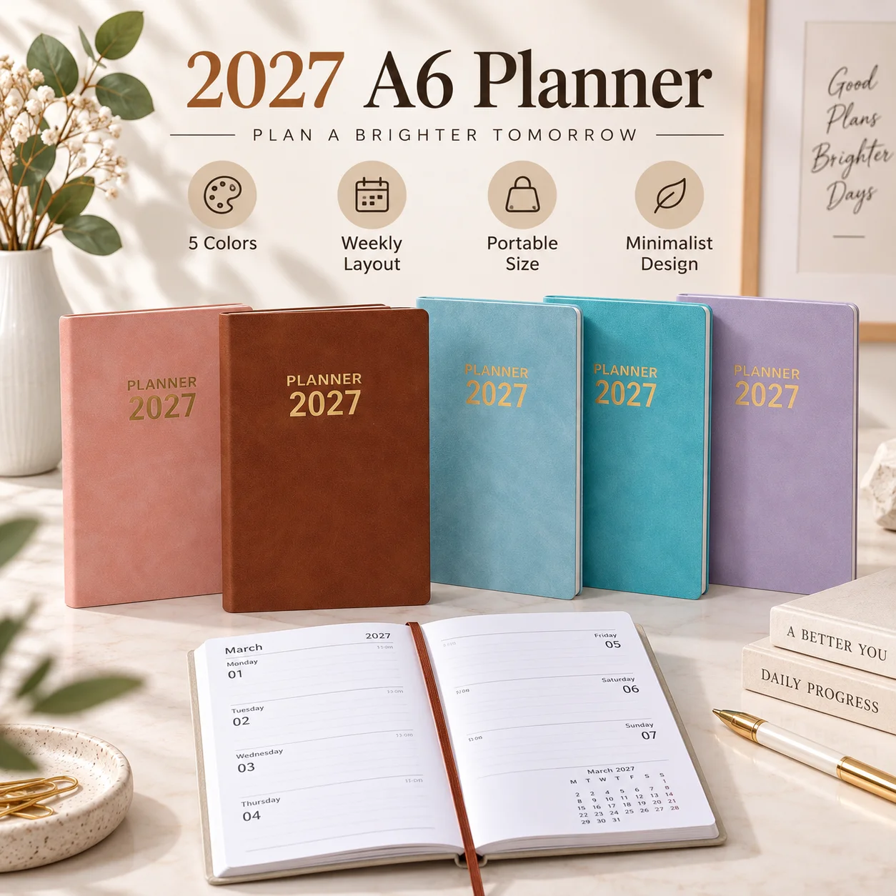 Home Office 365 - 1pc 2027 A6 Weekly Planner, PU