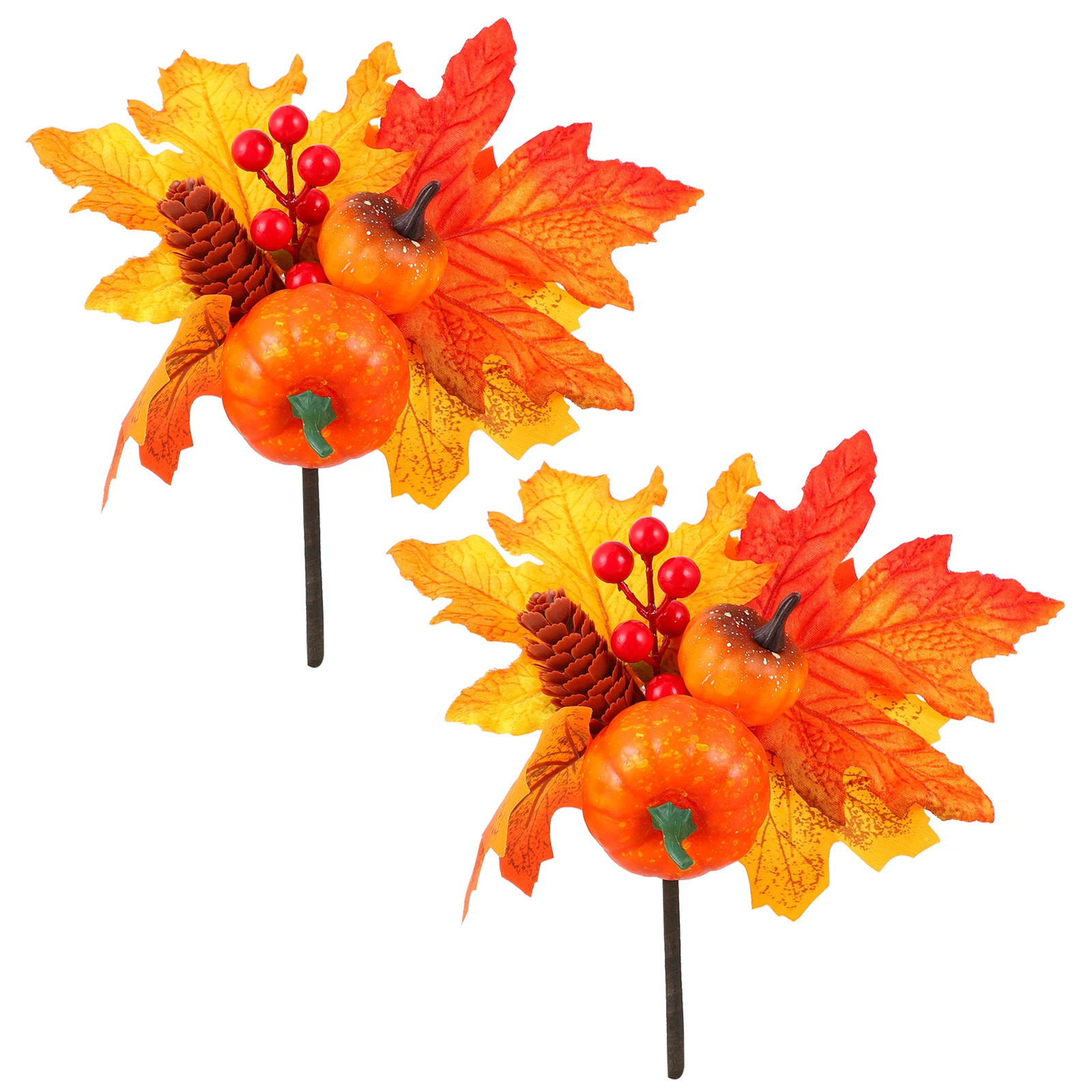 

2pcs Autumn Halloween Pumpkin Harvest Festival Autumn Props Stakes Decorations Party Leaf Fall Ornaments Garden Yard
