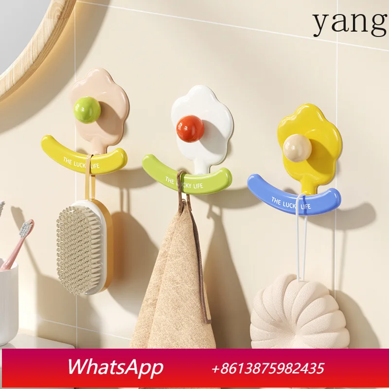 YJQ 6pcs Flower Hook No Punching Strong Load-bearing Hanging Paper Towel Face Towel Paper Drawing Sticky Hook