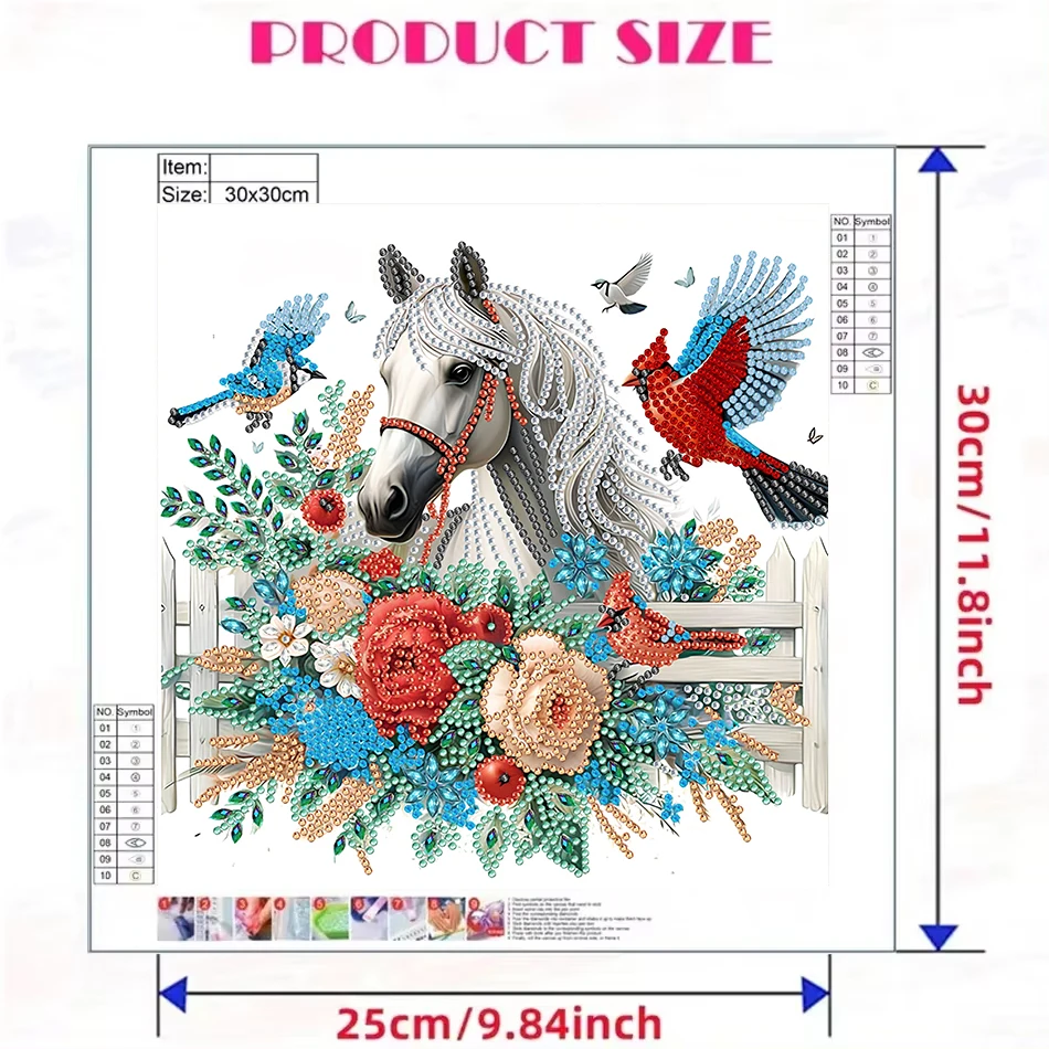 30*30cm Partial Special Shaped Drill 5D DIY Diamond Painting Kit Horse Decoration Rhinestone Diamond Painting Home Wall Decor