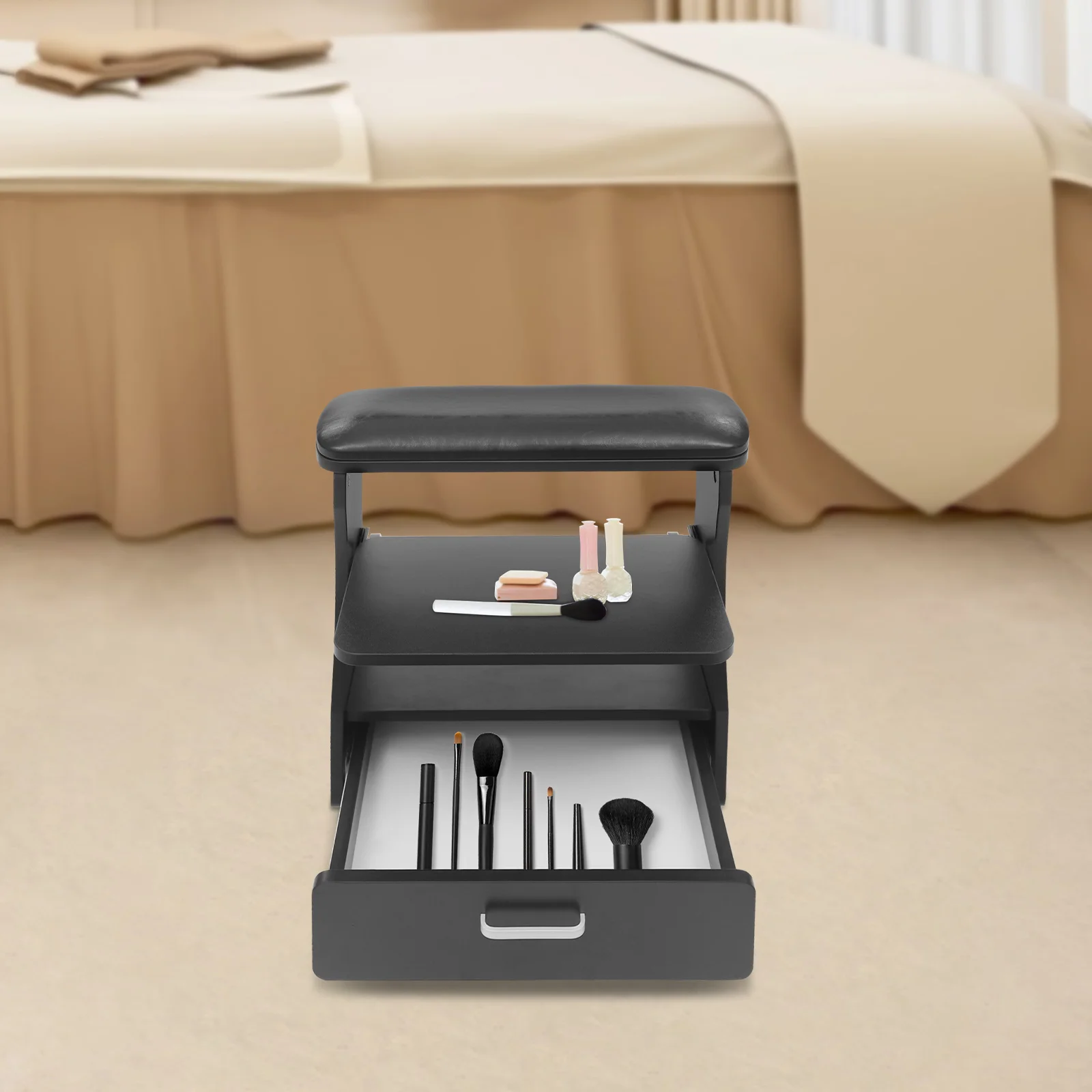 مسند للقدمين من بيماوكار، مسند للقدمين مع عجلات، حامل مسند للقدمين للباديكير مقاس 52 × 17 سم للاستخدام المنزلي سهل الاستخدام في الصالونات