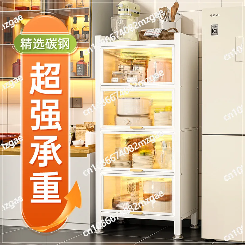 Kitchen Rack Multi-layer Floor Type Microwave Oven, Pot Cabinet, Household Multi-function Dustproof Cabinet, Side Cabinet