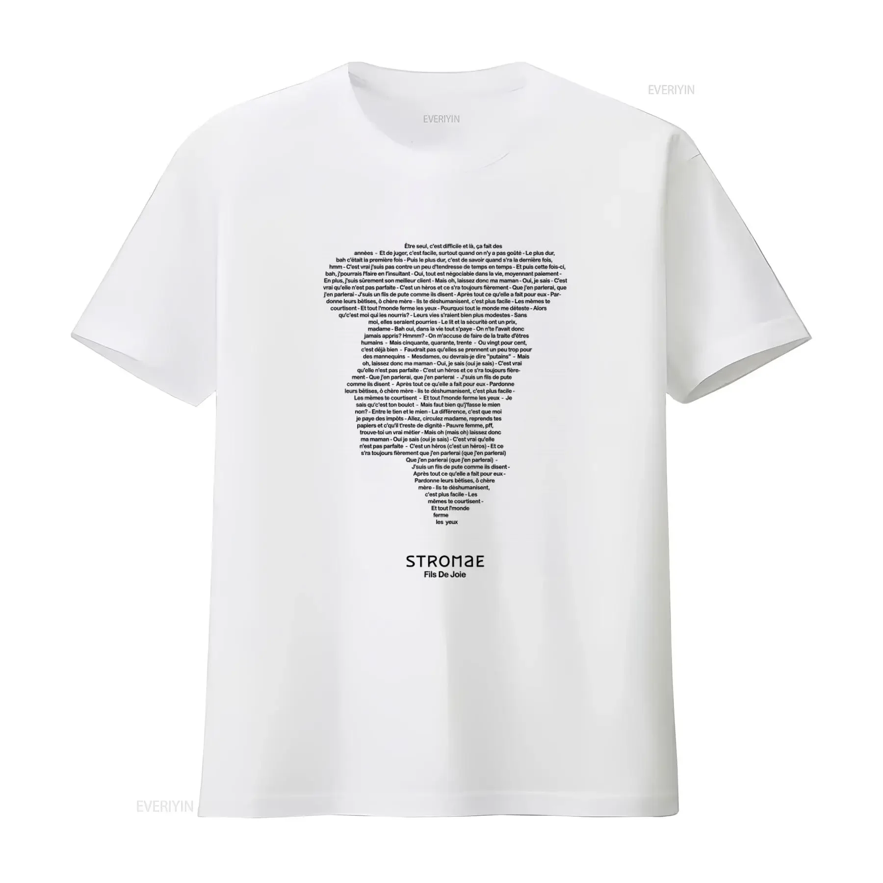 Stromae Fils de Joie Lyrics Print T Shirt Music Fan  vintage Washed Casual Breathable homme fashion Top For Everyday Wear Soft