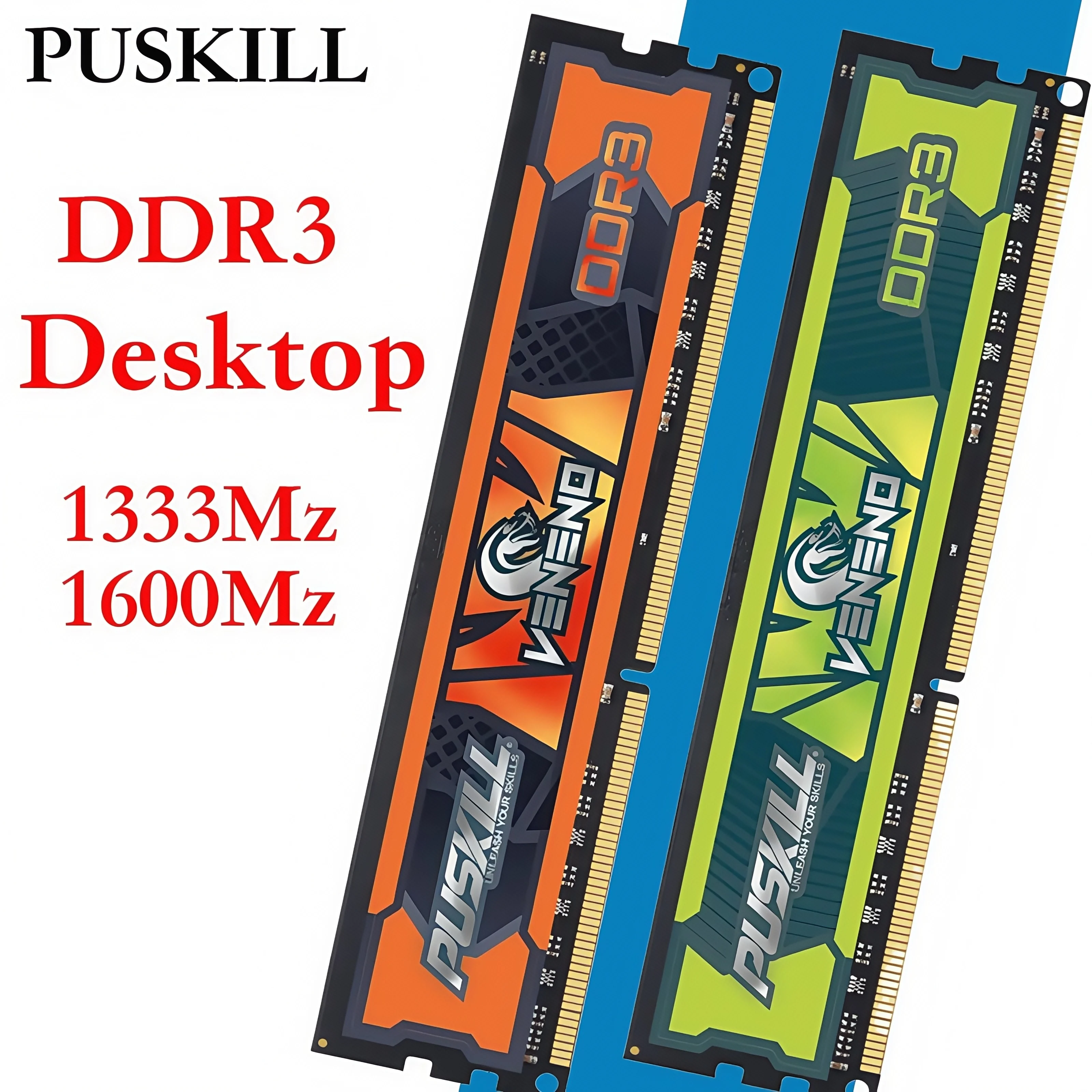 

PUSKILL VENENO DDR3 Оперативная память 8 ГБ 4 ГБ 1600 МГц 1333 МГц 1,5 В 240-контактная настольная память Udimm DIMM