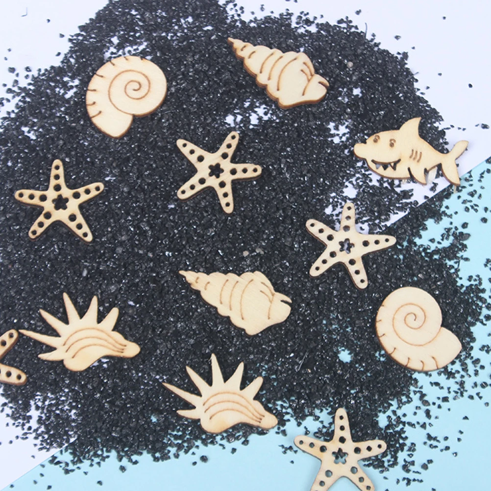 

200pcs Ocean Animal Wood Chips Creative Wooden Crafts For Kids Household Diy Home Decoration Accessories Natural Kiln Dried