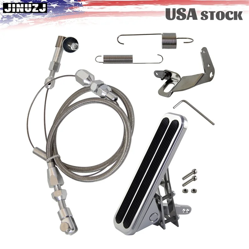

Floor Mount Gas Pedal + 36" Stainless Throttle Cable Bracket Spring Kit Chevy