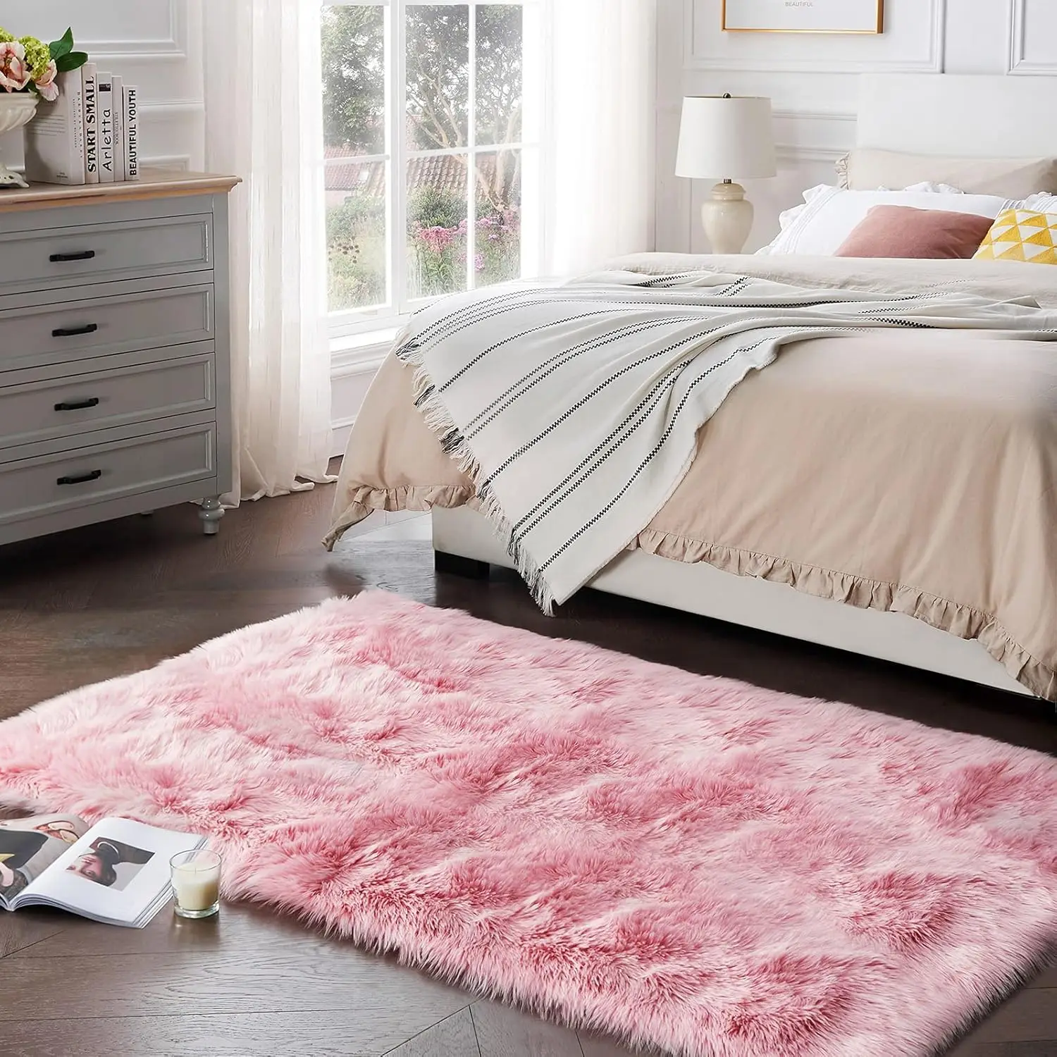 

Rug Pink Fluffy Area Rugs For Bedroom, Thi Fuzzy Shag Rug Furry Bedside Nursery Rug For Living Room Plush Indoor Floor Carpet