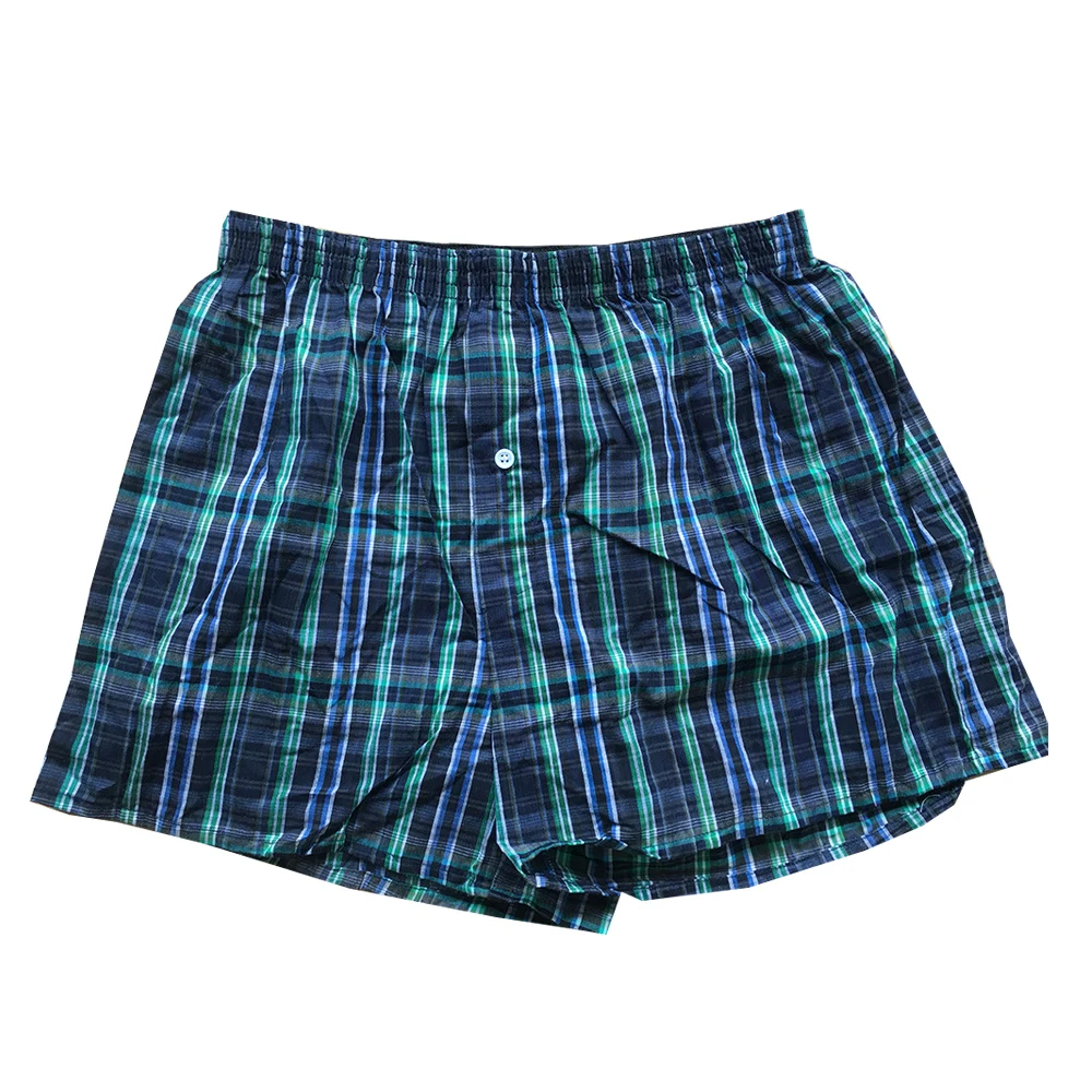 1pcs Mens Cotton Underwear Oversized Casual Breathable Underpants Stripes Plaid Boxer Briefs Random Color Woven Short Pants