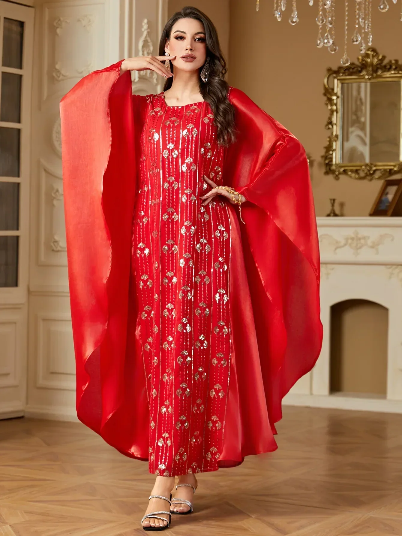 فستان إسلامي طويل للنساء عباية حفلات ترتر فيستدوس لارغوس عيد رمضان المغرب دبي عبايات قفطان فساتين إسلامية 2026 رداء #6