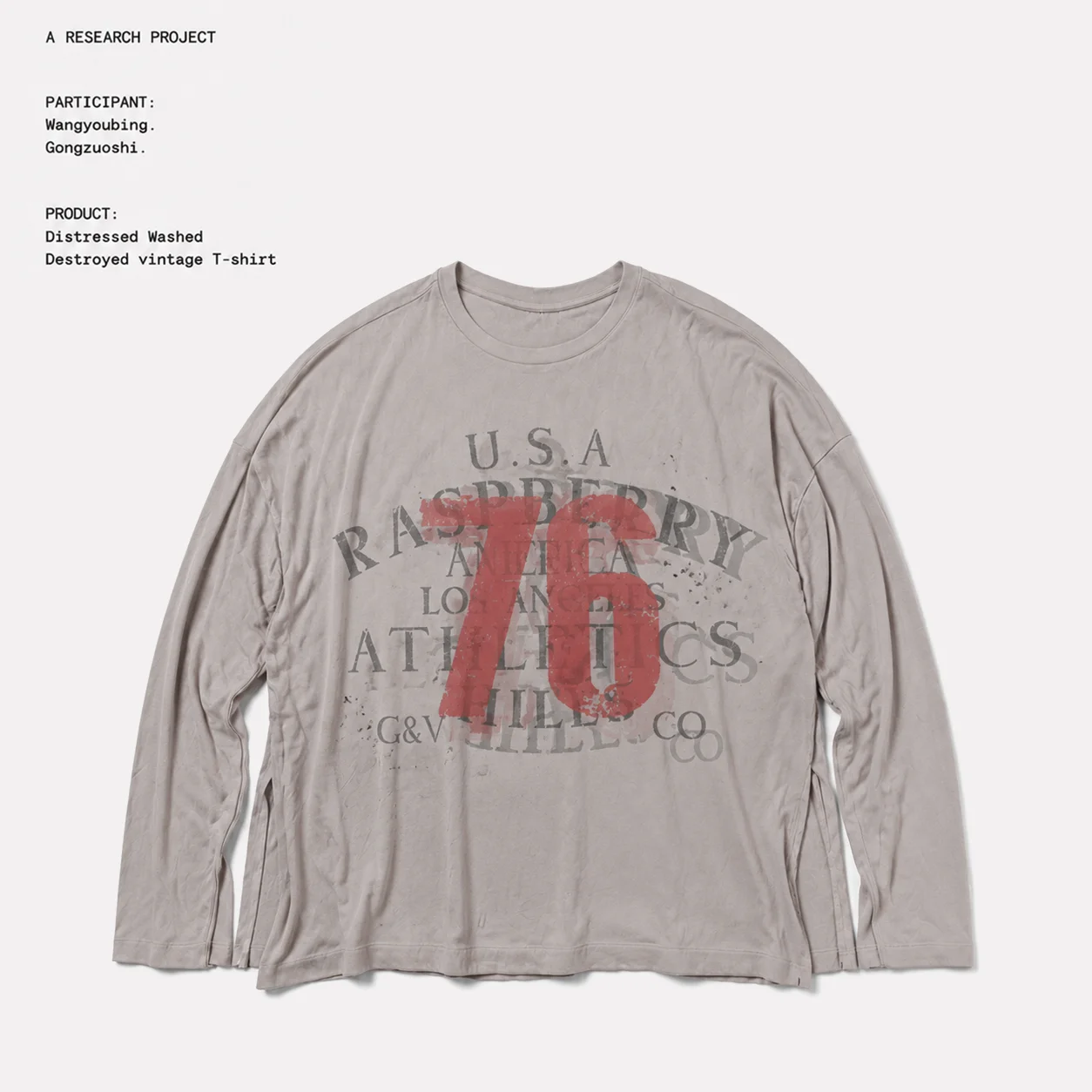 Street Style High Street Wear Washed Digital Relax Feel American Retro Long Sleeve T-Shirt Cotton Loose Fit Youth Fashion