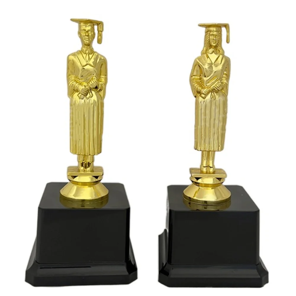 

Plastic Gold Awards Trophy Male and Female Doctoral Graduation Children's Small Prize Cup Golden Statue Model Competition