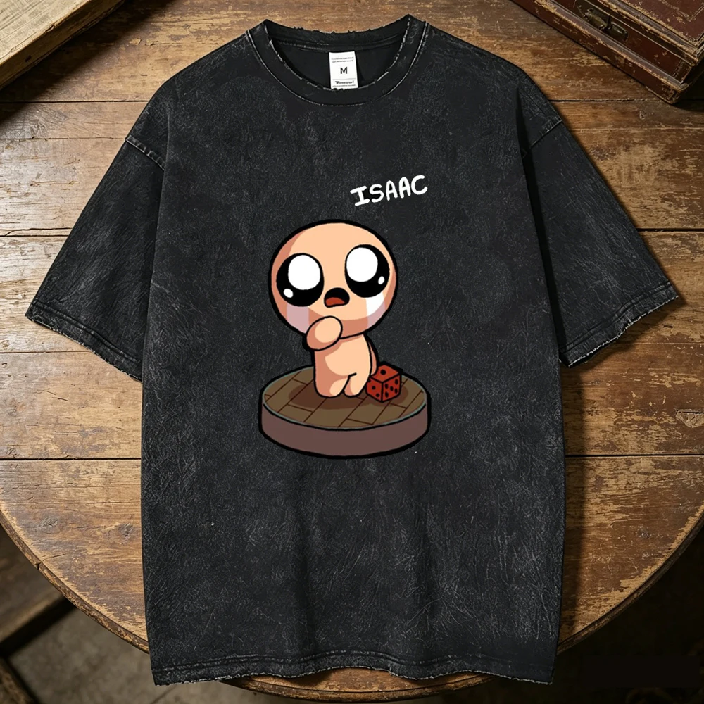 the Binding of Isaac cotton Vintage Washed men Colorful Y2k hip hop Gothic Psychedelic harajuku Pop Culture Comfortable graphic