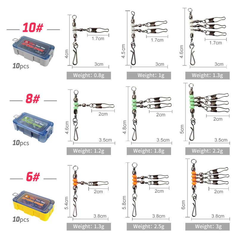 New 6#8#10# Squid Jig Lure Swivels Fishing Bearing Rolling Swivel Solid Ring Fishing Connector With Interlock Snap Accessories