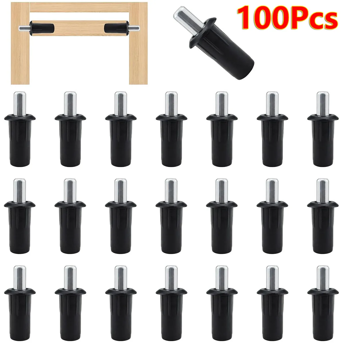 100Pcs Black Iron Cabinet Door Repair Pins Spring Loaded Blinds Cabinet Doors Replacement Repair Pins Furniture Plastic Shutters