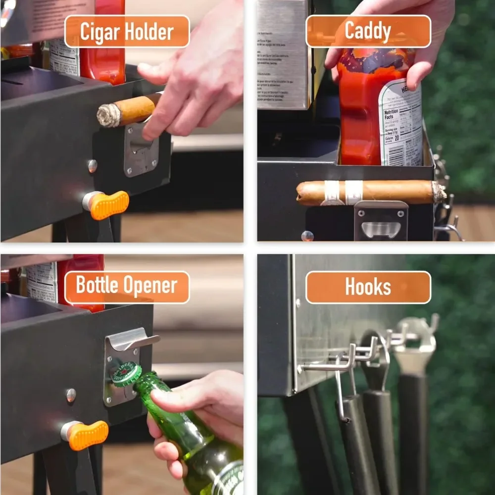 طاولة شواء عالمية محمولة/شواية شواء مسطحة مع علبة شواء مدمجة - مصممة لتناسب سطح الطاولة باللون الأسود #4