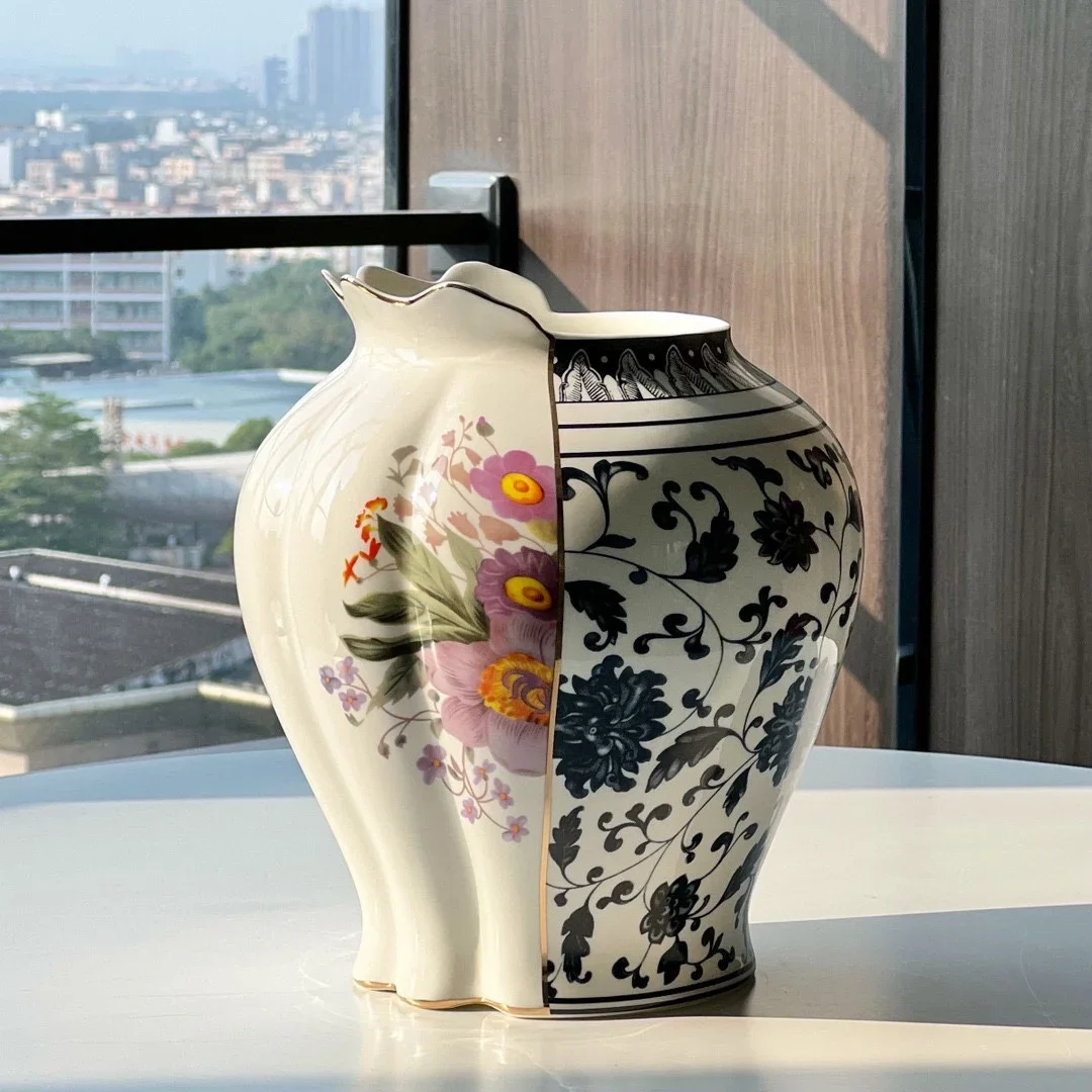 2024 Latest Fashionable and Versatile High End Taste Chinese Western Combination Ceramic Vase Living Room Decoration