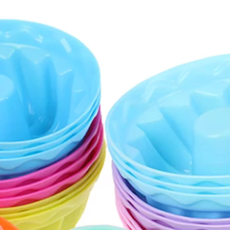 6Pcs Silicone Cake Molds Muffin Cake Cups Egg Tart Cupcake Dessert Baking Mold Bakeware Tools Color Random