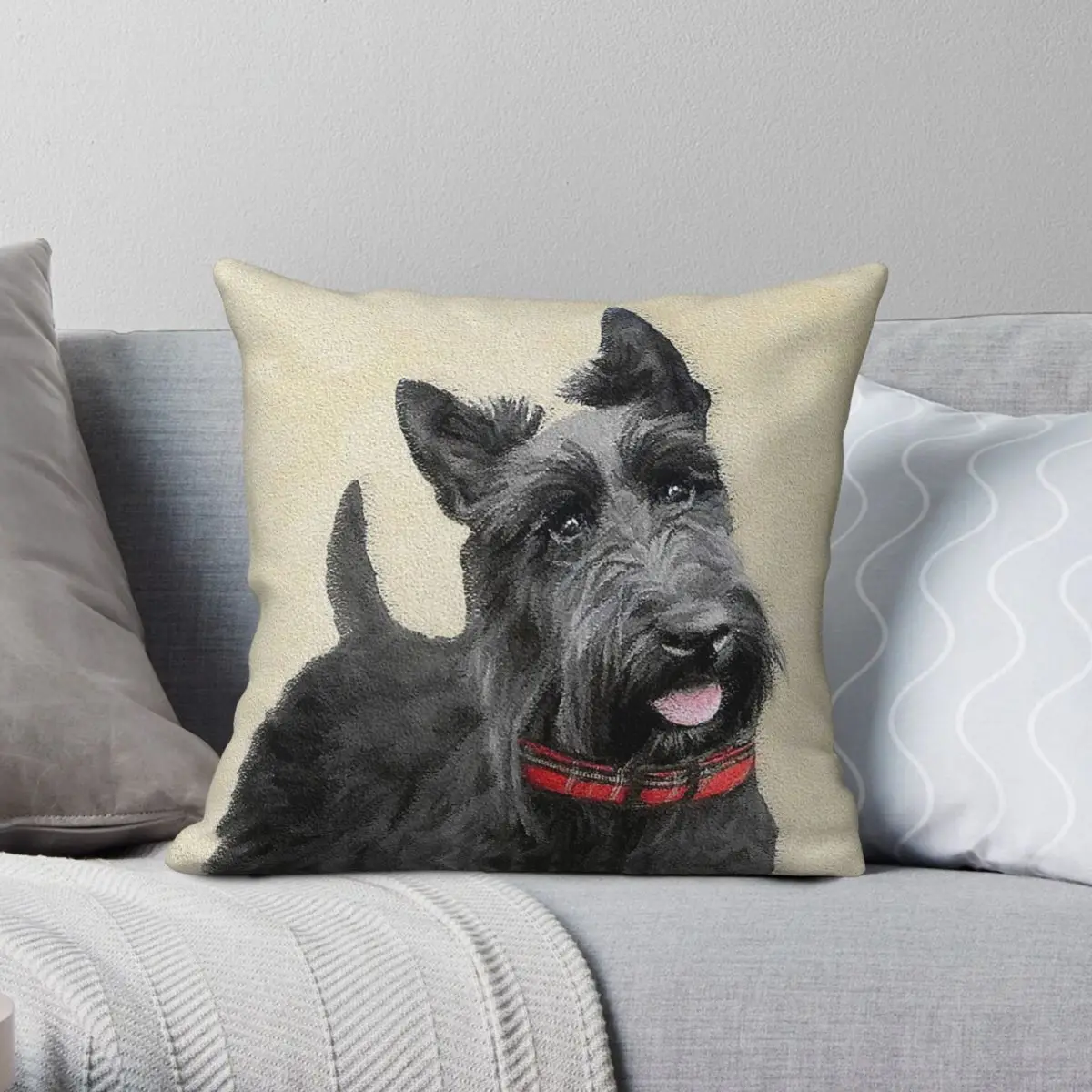 

Scottish Terrier Square Pillowcase Polyester Linen Velvet Printed Decor Throw Pillow Case Sofa Seater Cushion Cover Wholesale