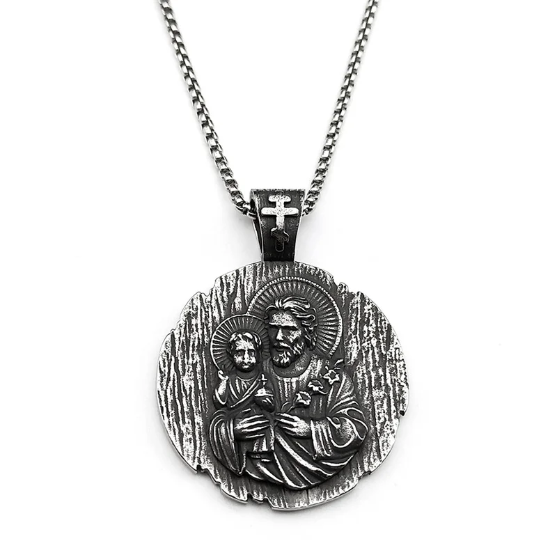 

Religious Christian Jesus Medal Necklace For Women Men Stainless Steel Silver Color Vintage Statue Pendant Chain Gift Jewelry