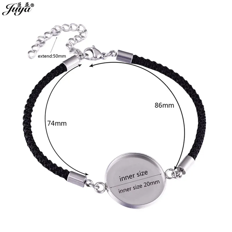4pcs/lot Stainless Steel Cabochon Bracelet Base 20mm Cameo Settings Bracelets Bezel Blanks DIY Jewelry Making Bracelet Findings