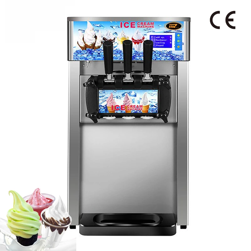 ماكينة صنع الآيس كريم الناعمة الصغيرة ذات الطراز الجديد 3 نكهات ماكينة بيع الآيس كريم الأوتوماتيكية بالكامل