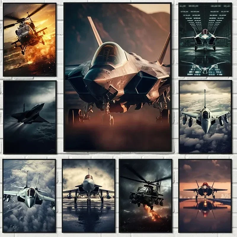 Abstract Fighter F35 Fighter European Fighter Typhoon V3 Aircraft Aesthetic Canvas  Posters For Living Room Decoration