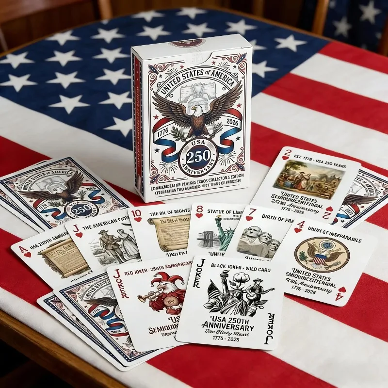 USA 250th Anniversary Poker Card Essential Party Game for Gatherings Tabletop Games Festive Fun Durable & Portable Playing Cards