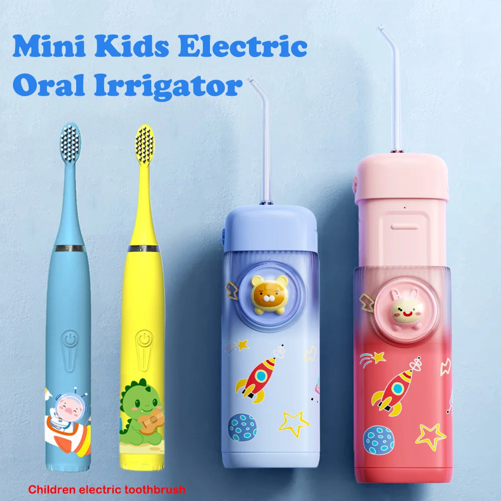 

Mini Children Electric Oral Irrigator Portable Water Flosser Gums Braces Care Cordless for Teeth Cleaning Rechargeable 4 Tips