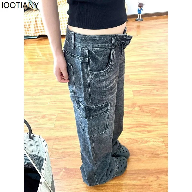 American Retro High Waist Ket Workwear Bell Bot Jeans Women's Summer New Hot Girl Design INS Denim Jeans Casual Pure Color 2025