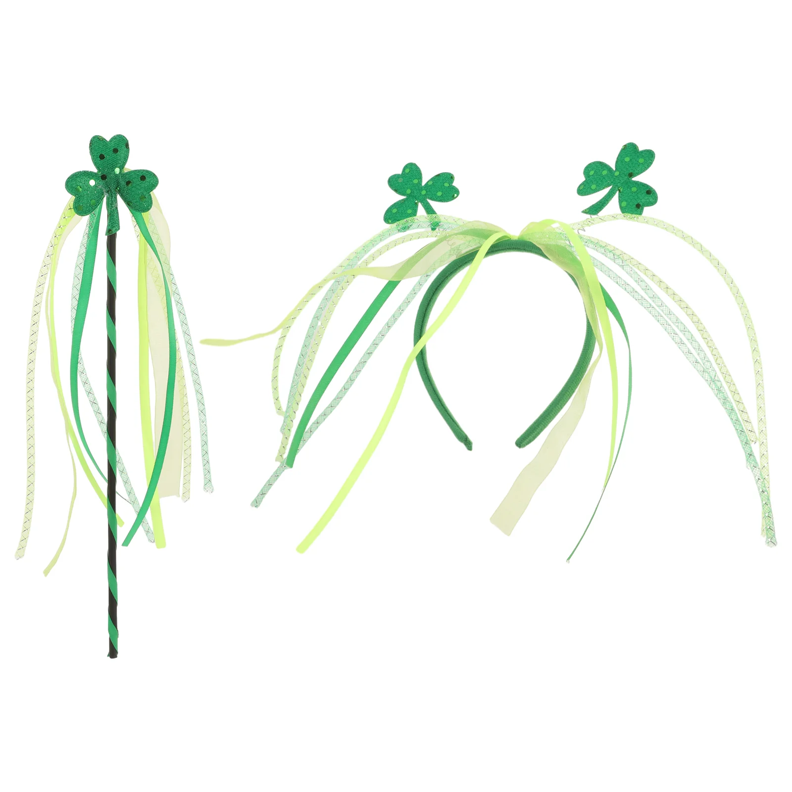 

Irish Headband St Patricks Day Headgear Shamrock Decor Mesh Fairy Wands for Girls