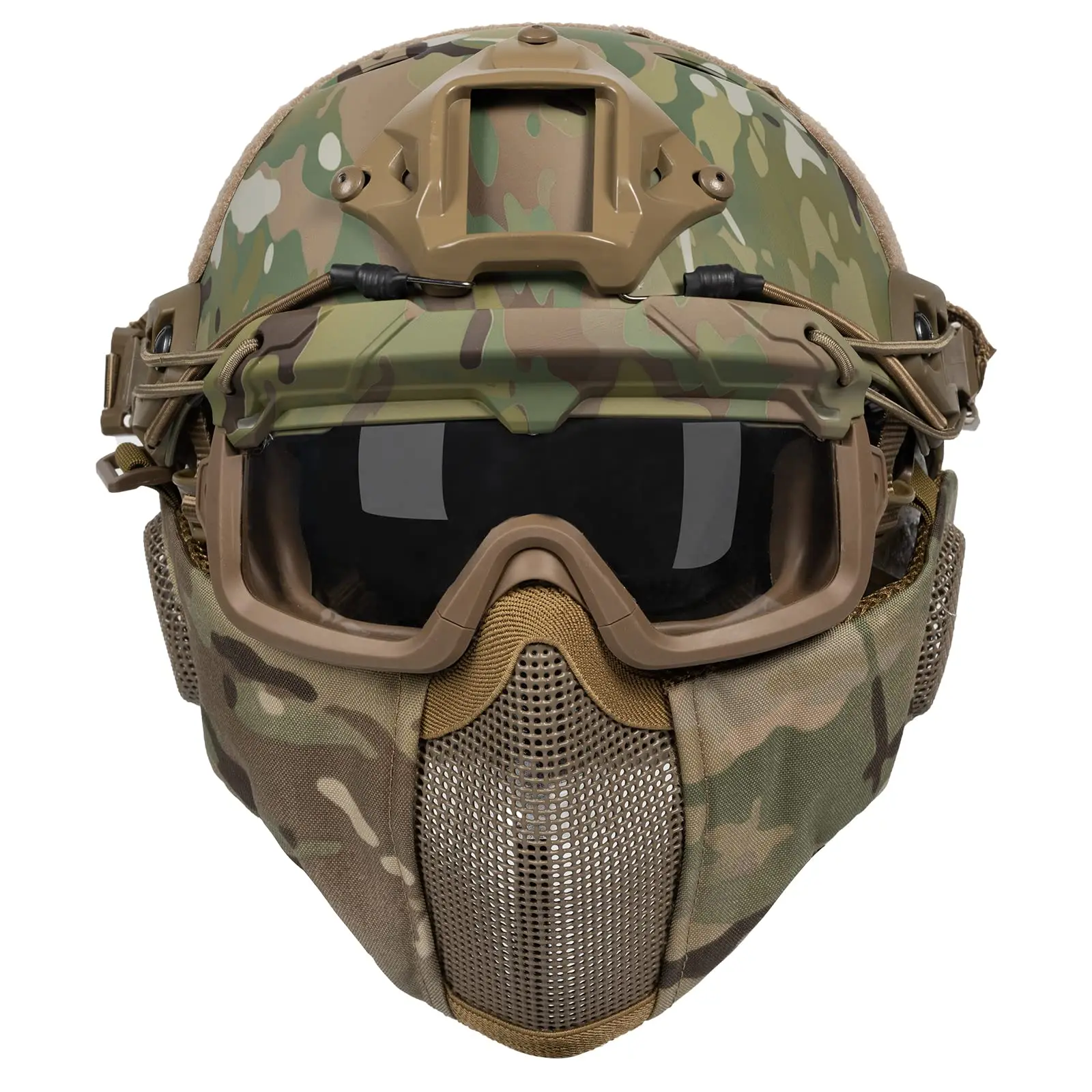 Airsoft Fast Helmet - Full Face Protective Set With Foldable Ear Protection Mask And Goggles for Paintball Shooting Wargame CS