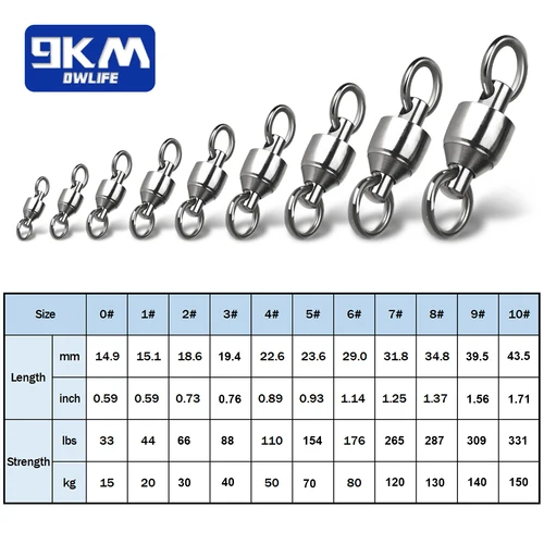 Imagen 2 del producto Paquete de 20 ~ 100 anillos sólidos giratorios con rodamiento de bolas, conector de pesca de acero inoxidable, pesca en agua dulce y salada para pesca con cebo de curricán