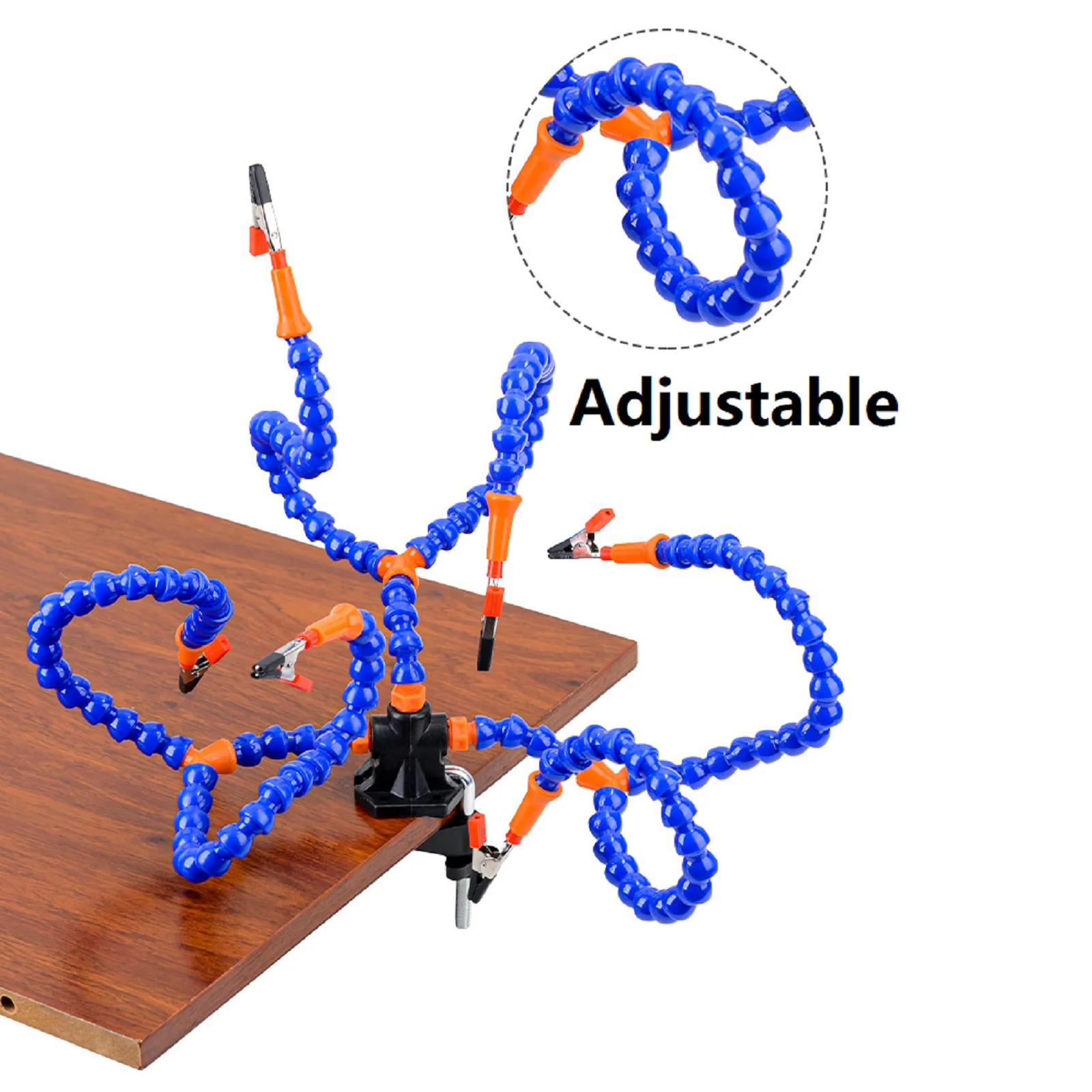 6 Flexible Arms Table Clamp Soldering Stand Helping Holder Third Hand With Magnifier LED Light PCB Holder Welding Repair Tool