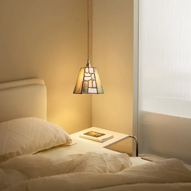2025 Modern Retro Chandelier Bedroom Bedside Lamp Cafe Restaurant Bar Corridor Small Pendant Lamp Tiffany Creative Colored