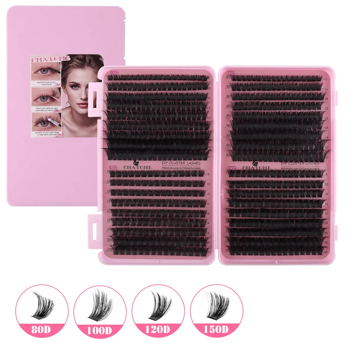 DIY Lash Extensions Kit 621pcs Individual Lashes Clusters 80 100 120 150D D Curl Eyelash Extension Kit with Applicator and Lash