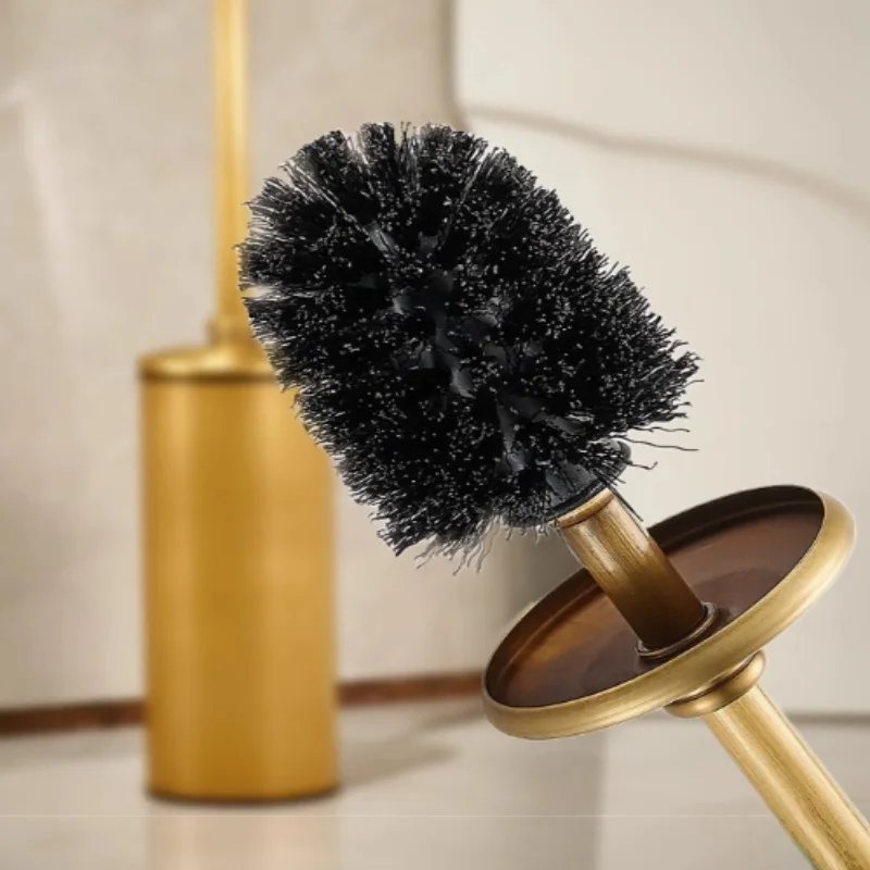 

Antique Bronze Toilet Brush Holder with Brush Brass Grey Bathroom Toilet Scrub Cleaning Brush Holder Set