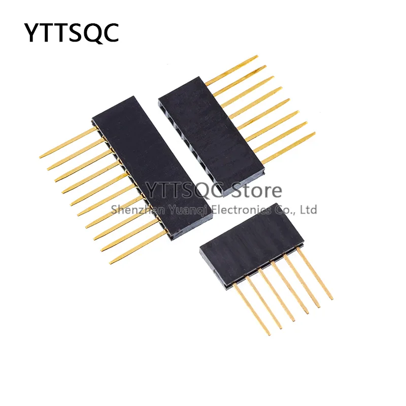 60Pcs/Lot 2.54mm 6Pin 8Pin 10Pin 1X6P/1X8P/1X10P Single row Straight FEMALE Stackable 11mm Long Legs Header For Arduino Shield