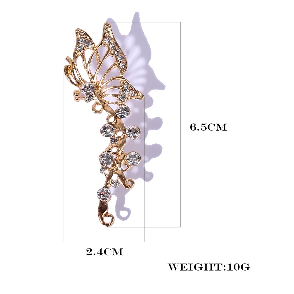 

Butterfly Clip Earrings Crystal Simple Style Charm Women Crawler Jewelry Alloy Everyday Wear Gifts