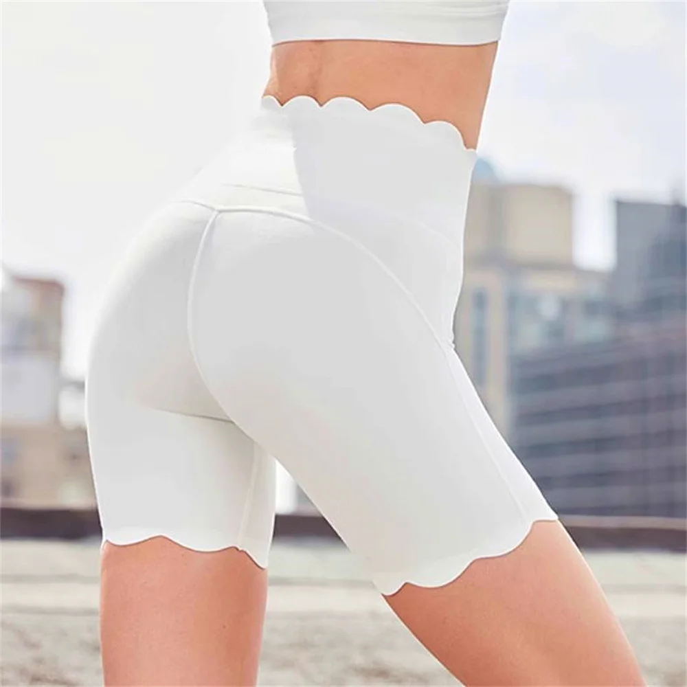 Breathable Skin-Friendly Fitness Two-Piece Set Square Collar Tight Yoga Suit High-Waist Lace Shorts