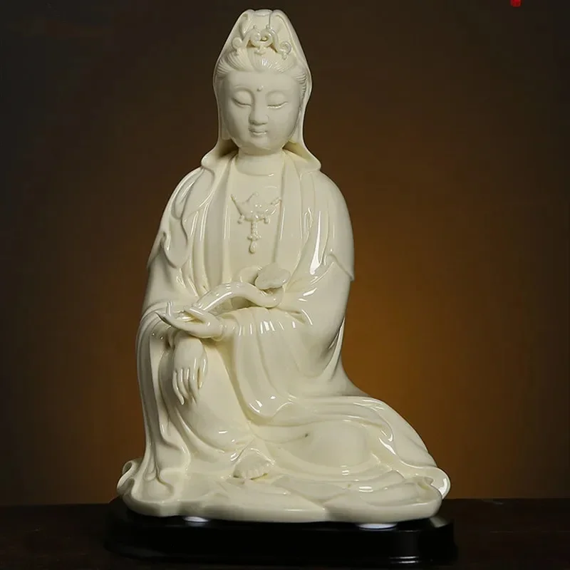 Buddha statue decoration Guanyin statuette White porcelain Crafts Ceramic Furnishings Buddhism Figurines Sculpture