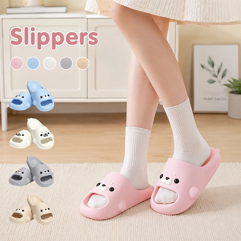 Seal Slippers Women Summer Soft Sole Non Slip Bathroom Slides Cartoon Indoor Home Sandals Men Casual House soft beach Shoes
