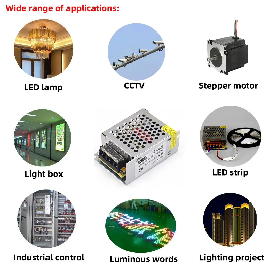 Lighting Transformers 110V 220V to DC 5V 12V 24V 24W 36W 48W 60W For CCTV LED Strip Power Supply Adapter