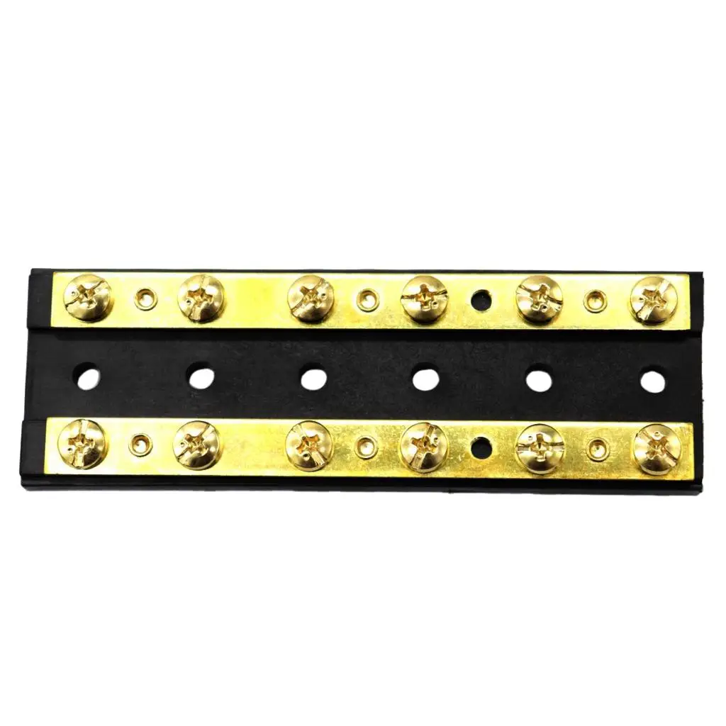Double Bus Bar Brass Marine Accessories Electrical Block with Nylon Base for Ship Wiring Solutions