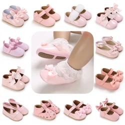Baby Spring and Autumn Cute Bow Pink Soft Rubber Bottom Anti slip Princess Shoes 0-18 Months Newborn Casual Walking Shoes