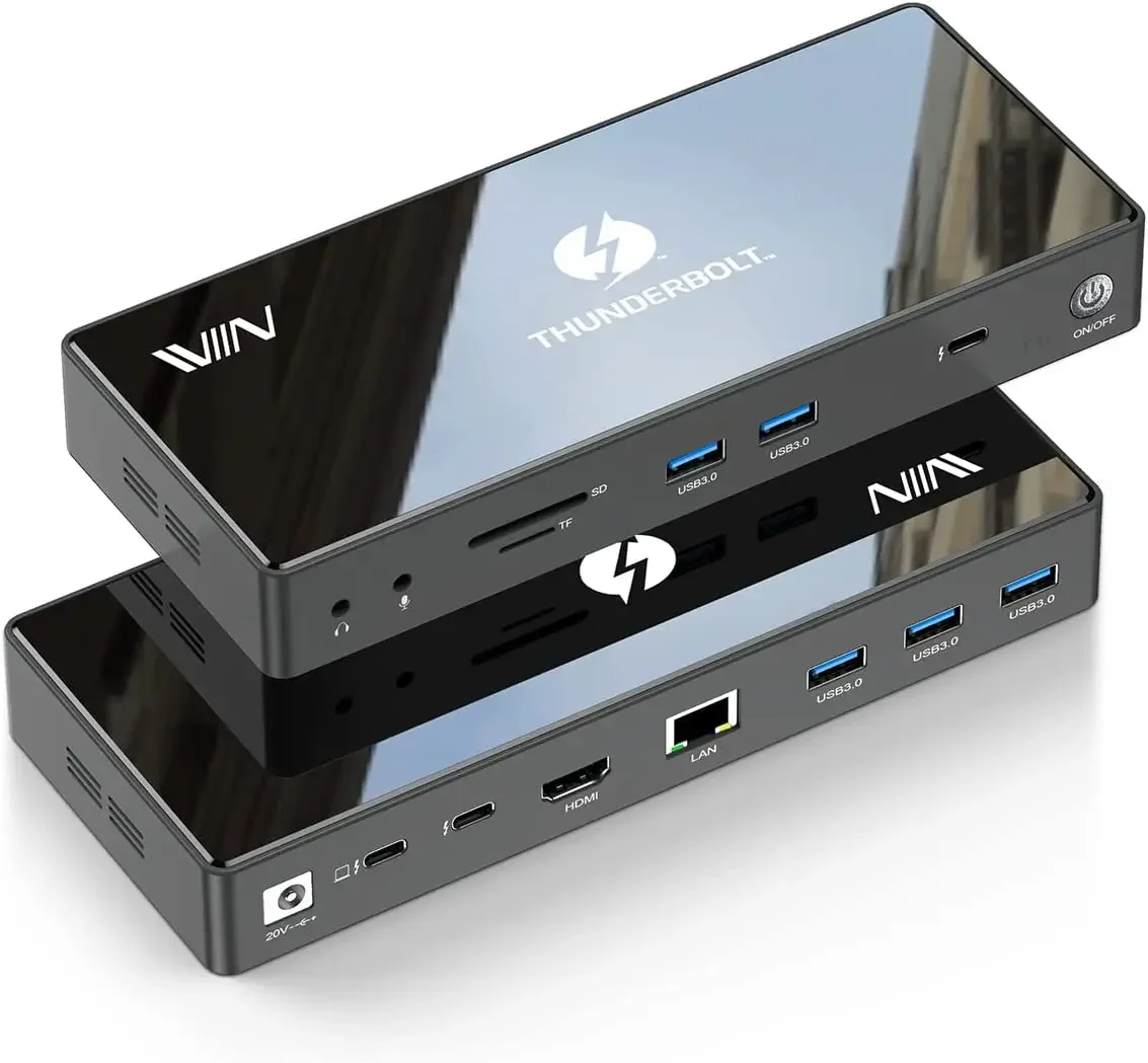 Thunderbolt 4 Docking Station IVIIN 16in1 Docking Dual s 4K Single 8K60Hz 130W Compatible with  Book Pro Lenov o Del l