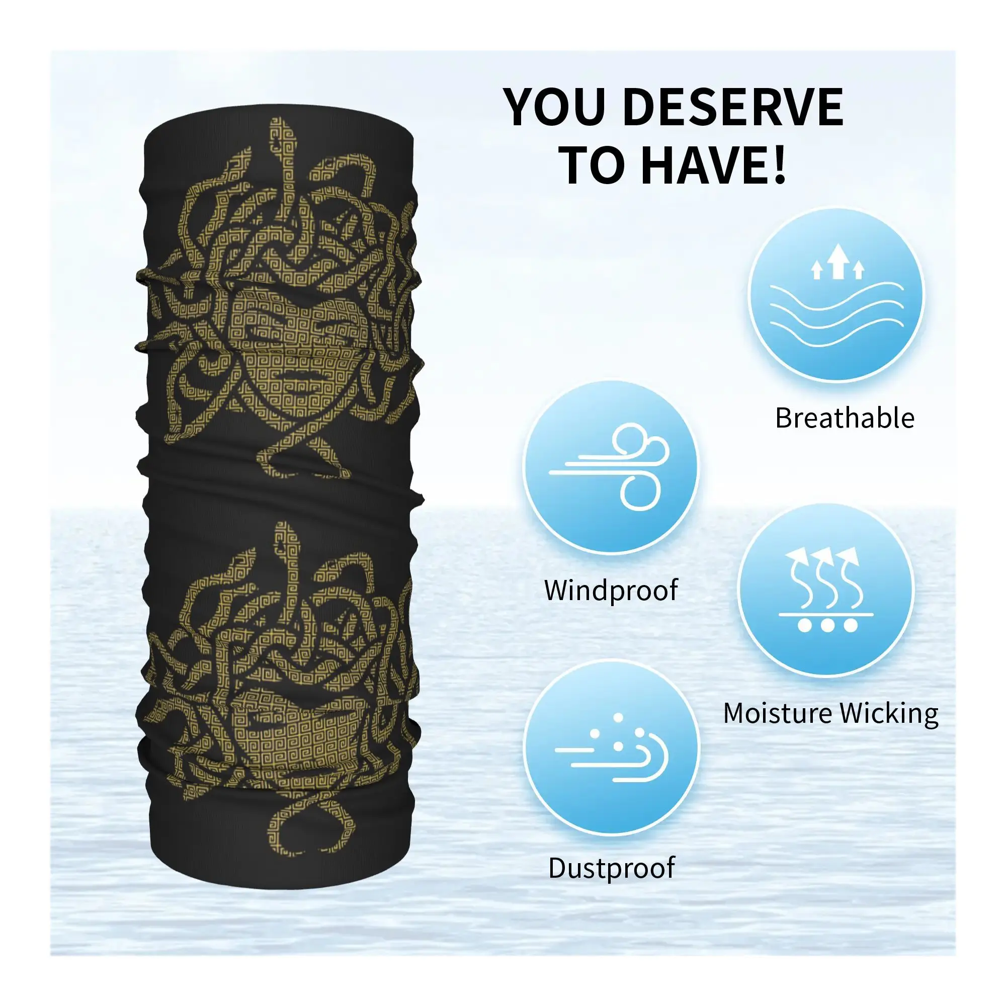 Grécia antiga medusa gorgon estilo vintage bandana pescoço gaiter impresso envoltório máscara cachecol balaclava equitação para homens mulheres adultos